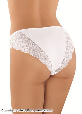 Schöner Slip, Spitzeneinlagen, schlichte Vorderseite, Blumen